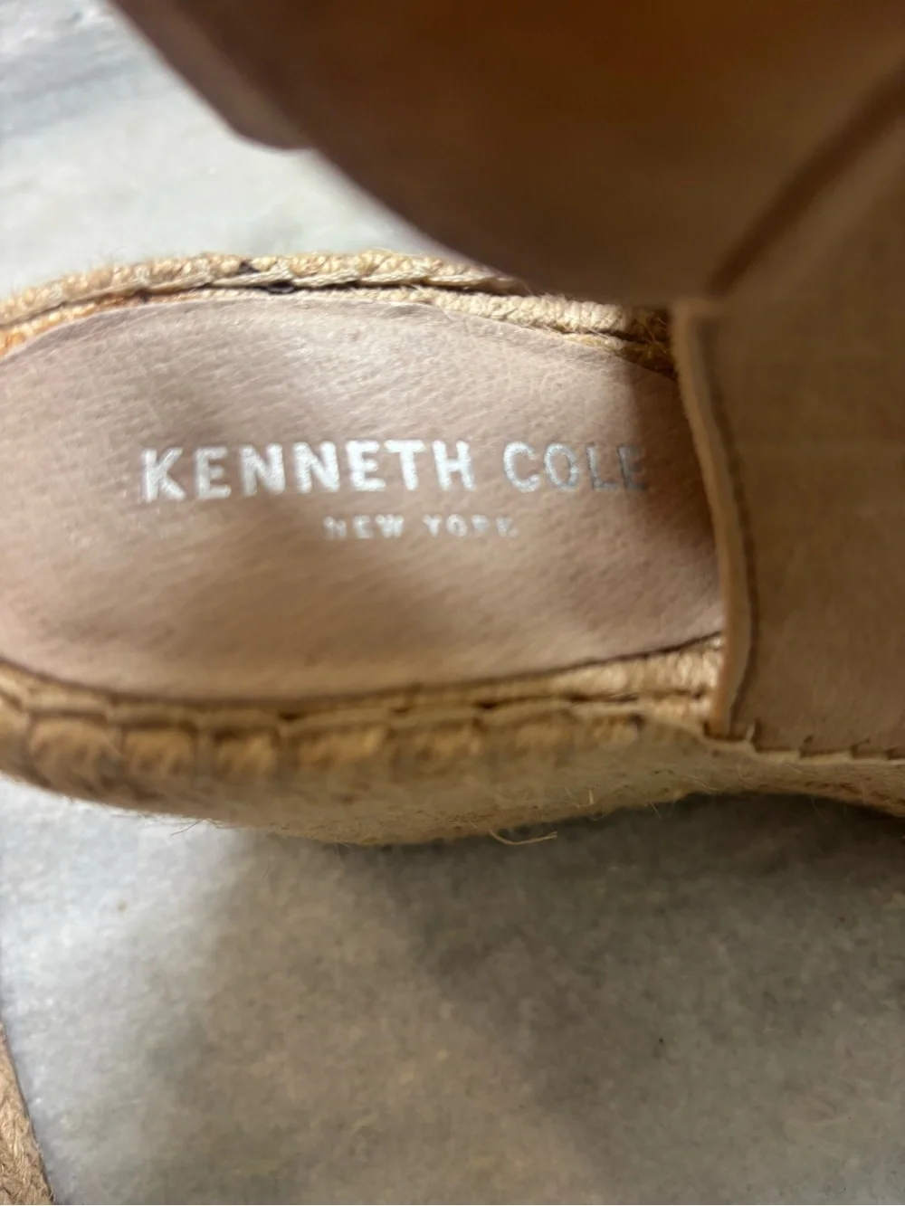 Kenneth Cole Beige/Tan Espadrille Wedge Sandals